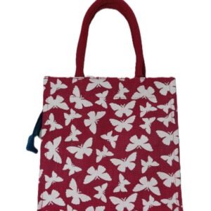 Butterfly-printed full color jute bag
