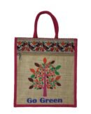 Natural jute bag with go green print