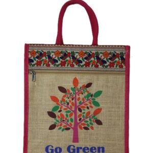 Natural jute bag with go green print