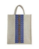 Jute bag with floral color stripe and jari