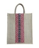 Jute Bag with colorful floral design and jari