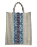 Jute Bag with colorful floral design and jari