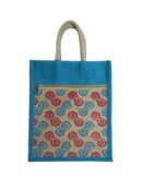 Natural jute bag with assorted prints and colors