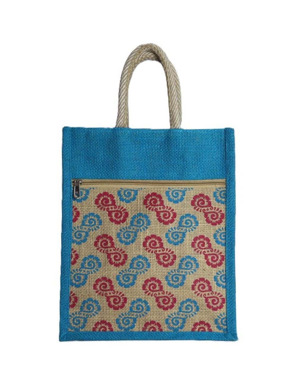 Natural jute bag with assorted prints and colors