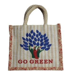 Go green printed jute bag