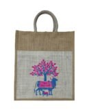 Jute bag with colorful komatha print