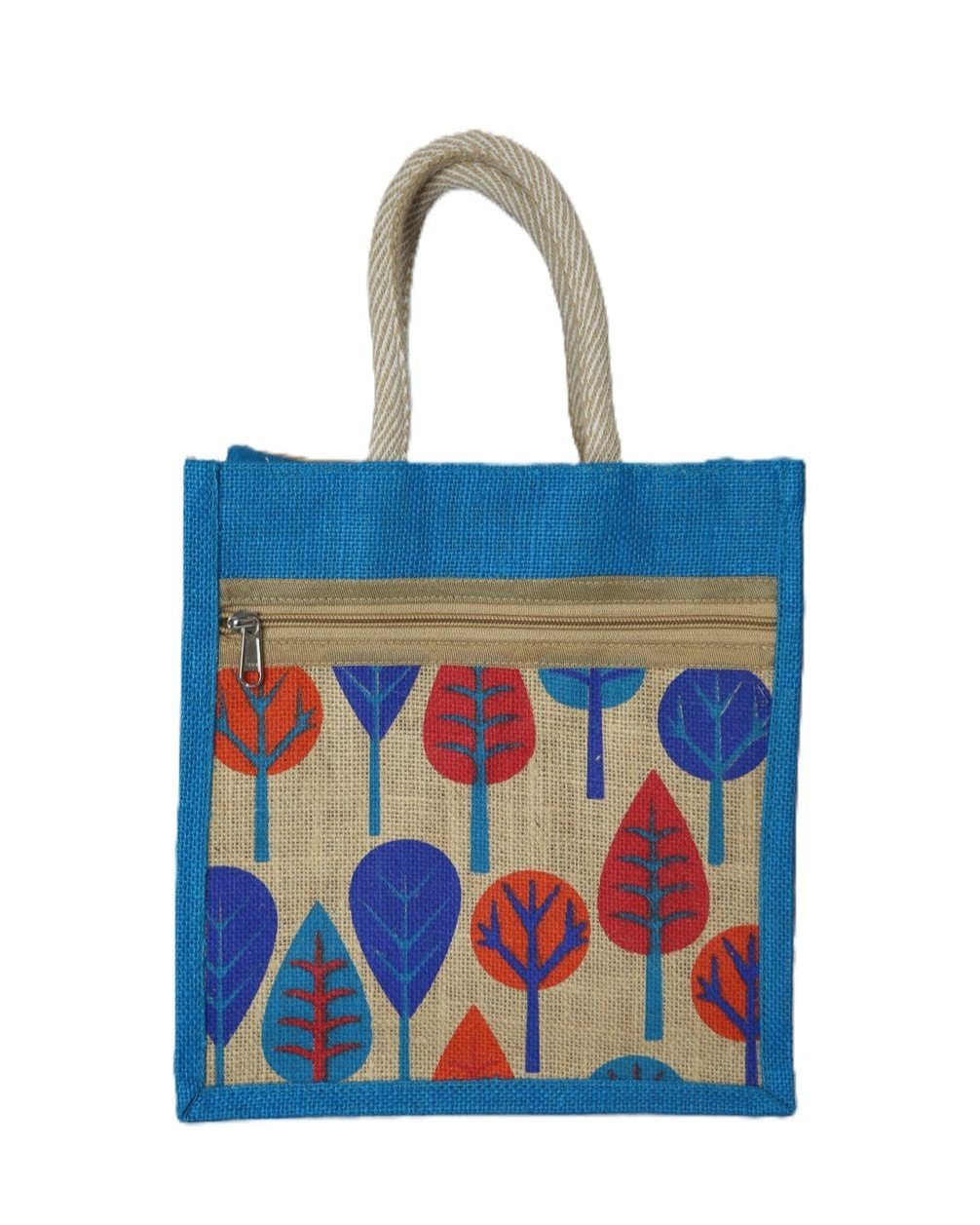 Colorful Eco-Friendly Jute Bag with Front Zip Pocket - Image 5