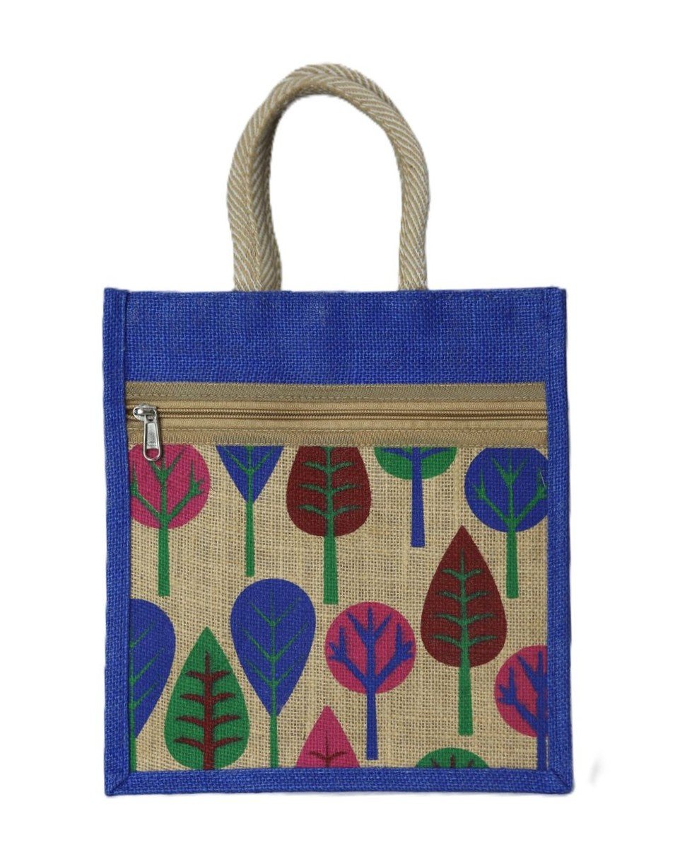 Colorful Eco-Friendly Jute Bag with Front Zip Pocket - Image 6