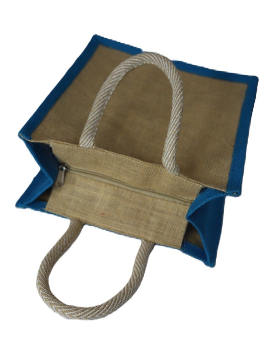 Colorful Eco-Friendly Jute Bag with Front Zip Pocket - Image 4