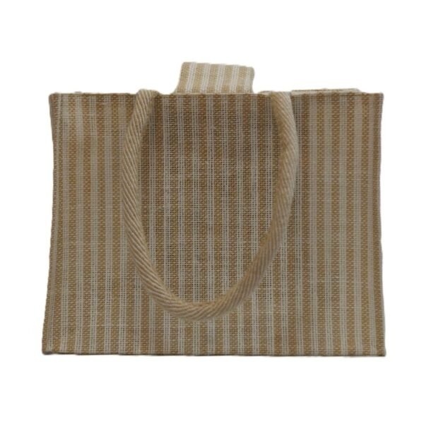 Elegant Handcrafted Jute Tote Bag with Colorful Jari Border - Image 2