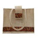 Natural jute bag with wite stripe and jari