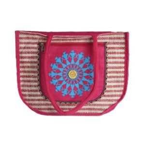 Ovel shapped jute bag with embroided designs