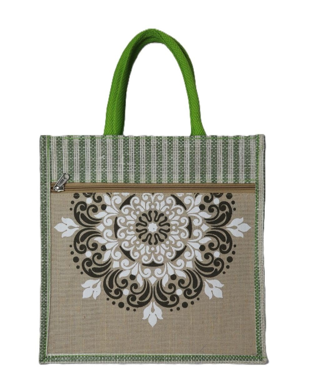 Jute bag with rangoli prints
