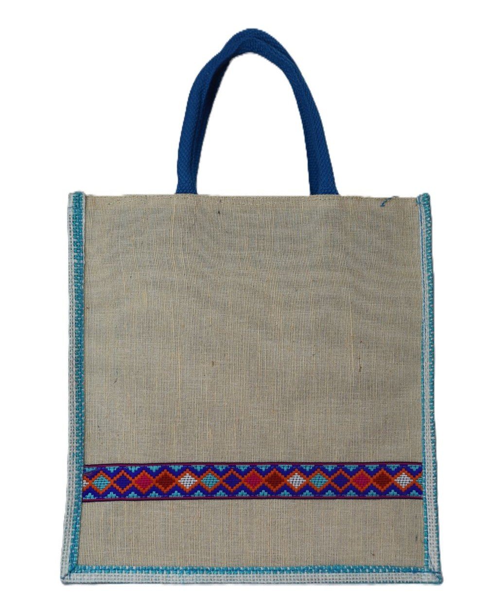 Handcrafted Jute Tote Bag with Artistic Rangoli Design - Image 4