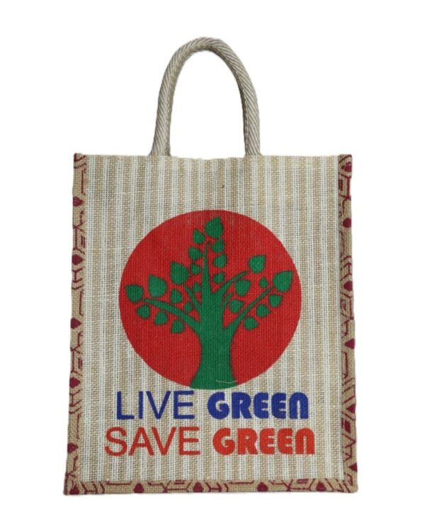 Eco-Friendly Reusable Jute Bag with eco-friendly message - Image 2