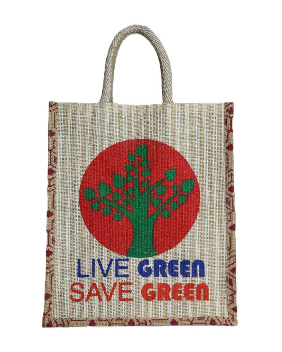 Eco-Friendly Reusable Jute Bag with eco-friendly message - Image 2