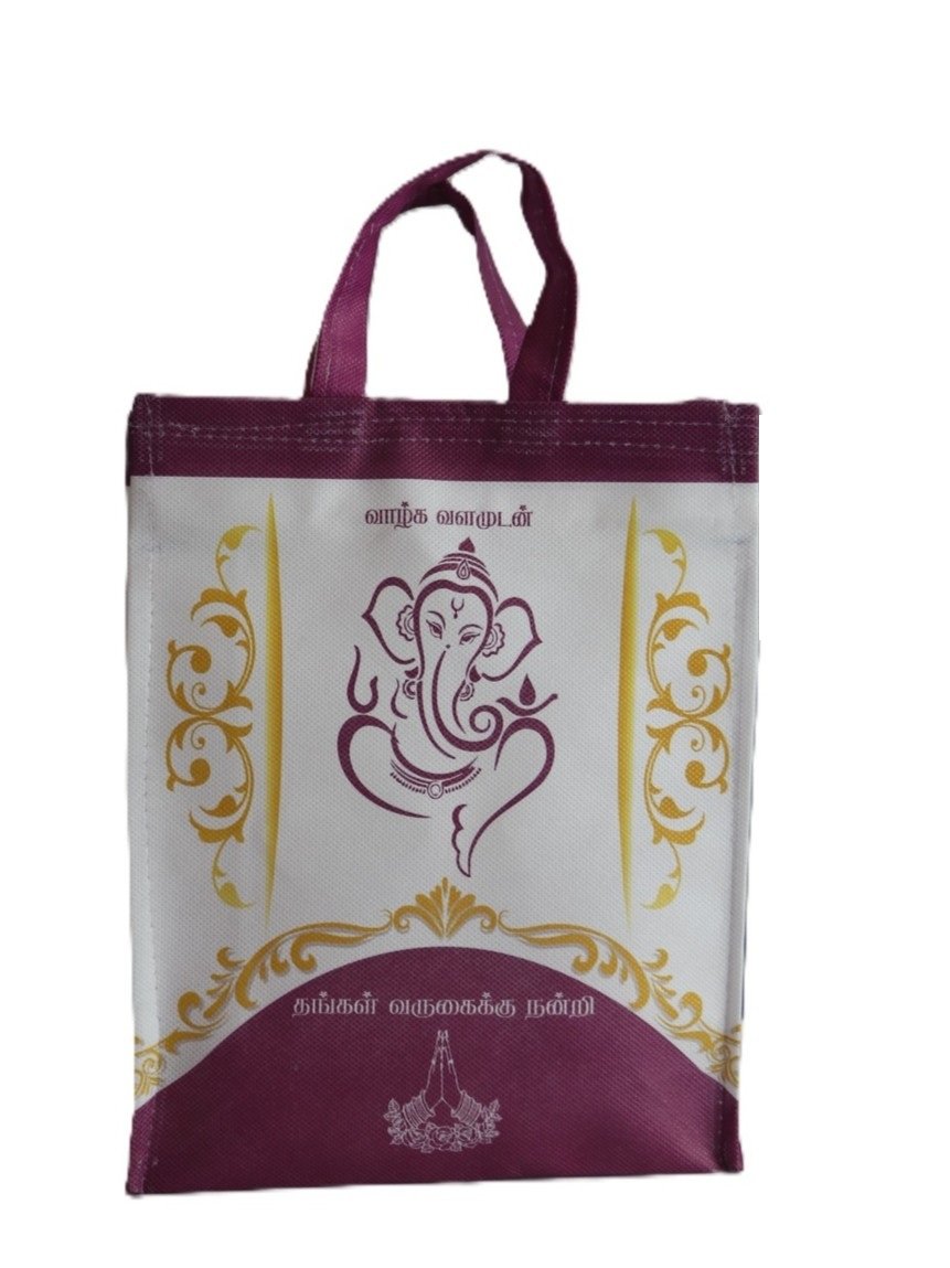 Nonwoven Ganesha printed thamboolam bag withoutzip