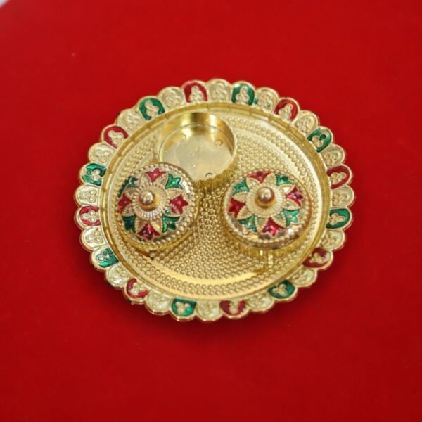 Colorful designed Kumkum holder with dual compartments - Image 3