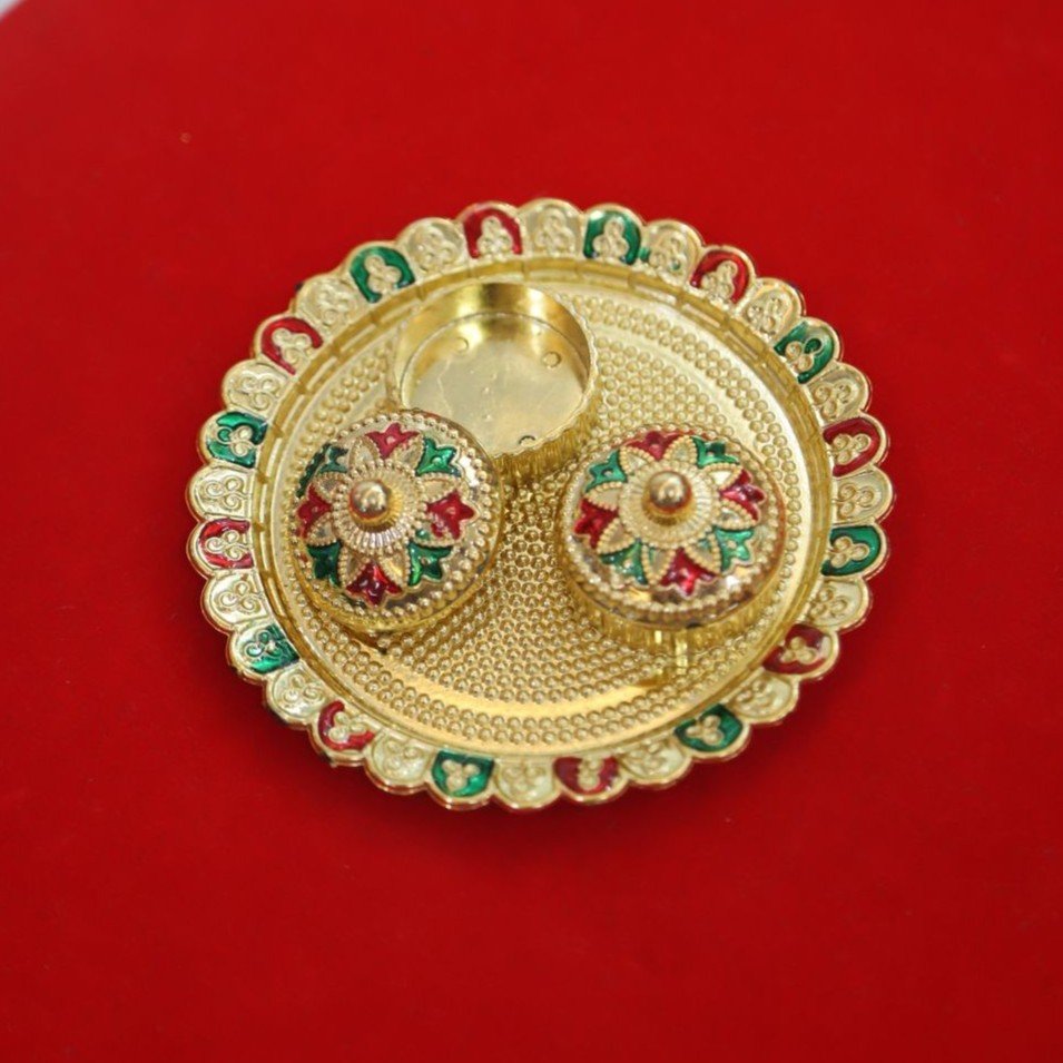 Colorful designed Kumkum holder with dual compartments - Image 3