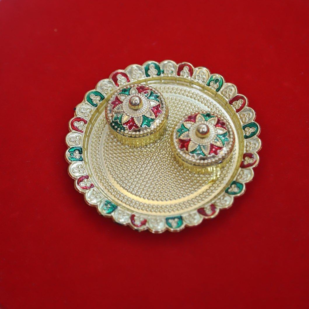 Colorful designed Kumkum holder with dual compartments - Image 2
