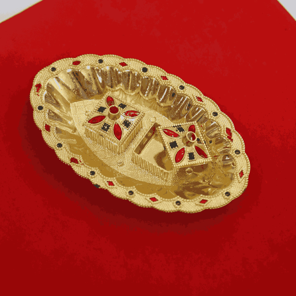 Fiber Kumkum Holder with Decorative Tray – Traditional Pooja Accessory - Image 4