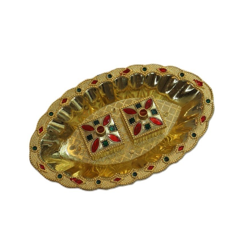 Fiber Kumkum Holder with Decorative Tray – Traditional Pooja Accessory - Image 3