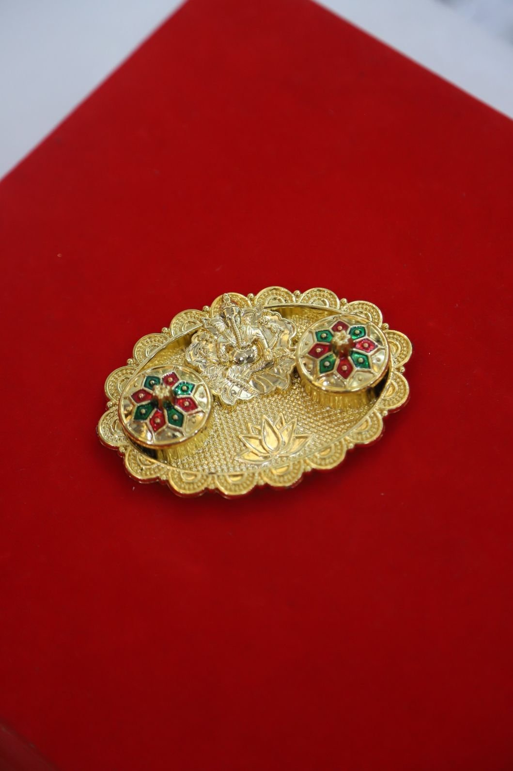 Ganesha designed Fiber Kumkum Holder decorative plate - Image 2