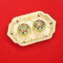 Decorative Fiber Kumkum Holder with Tray