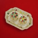 Decorative Fiber Kumkum Holder with Tray