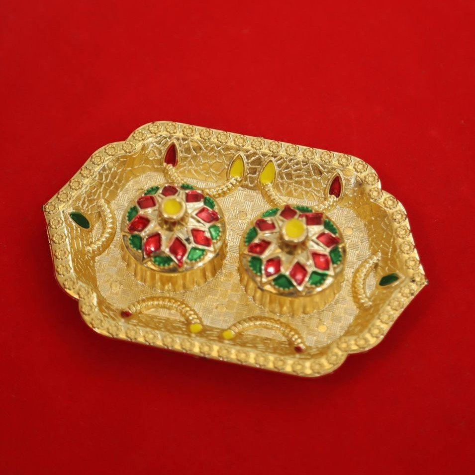 Decorative Fiber Kumkum Holder with Tray - Image 3