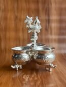 German silver triple pot kumkum holder