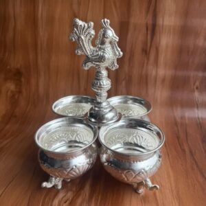 German Silver four pot kumkum holder