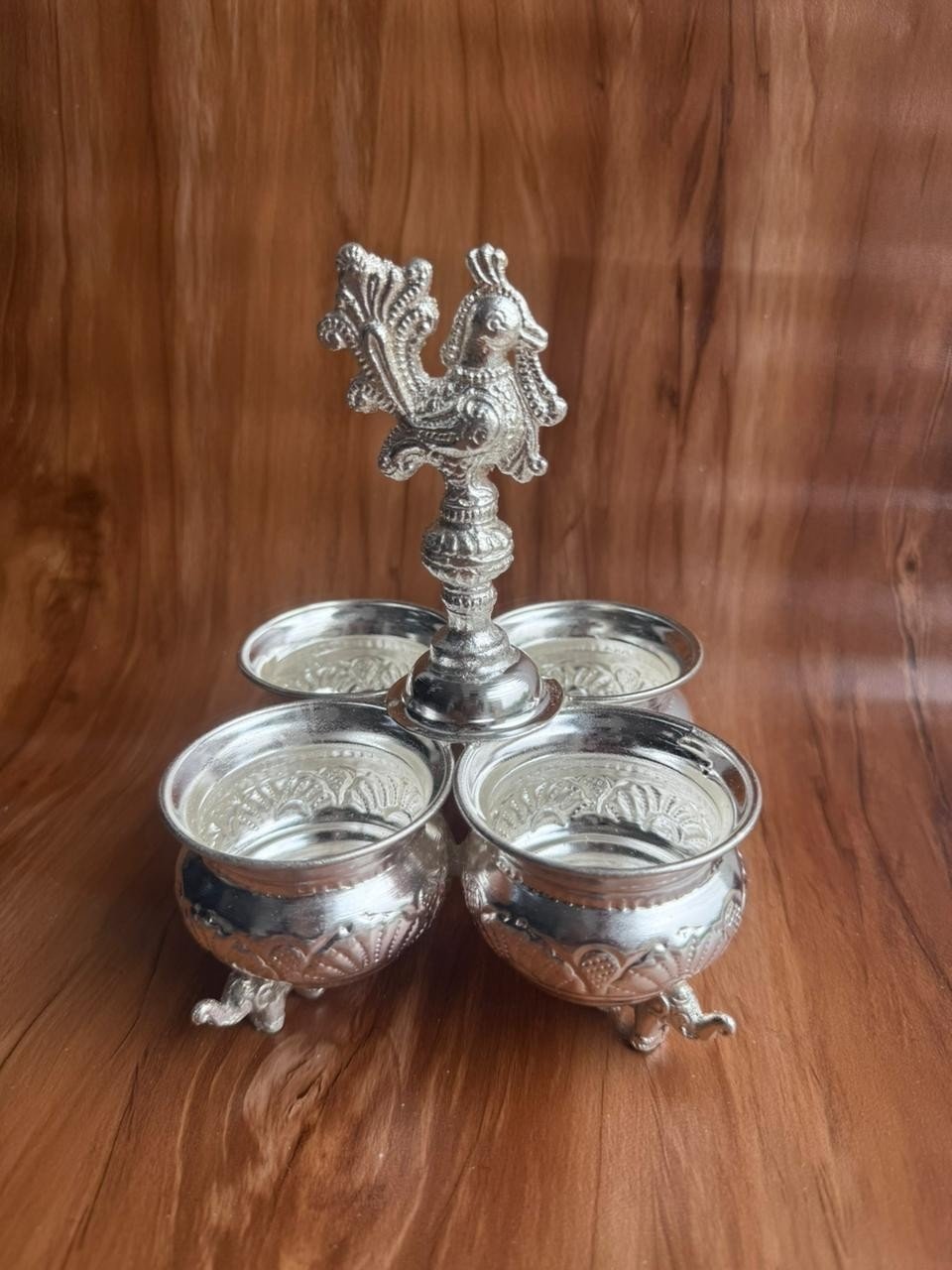 German Silver four pot kumkum holder