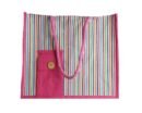 Colorful striped canvas bag with pouch