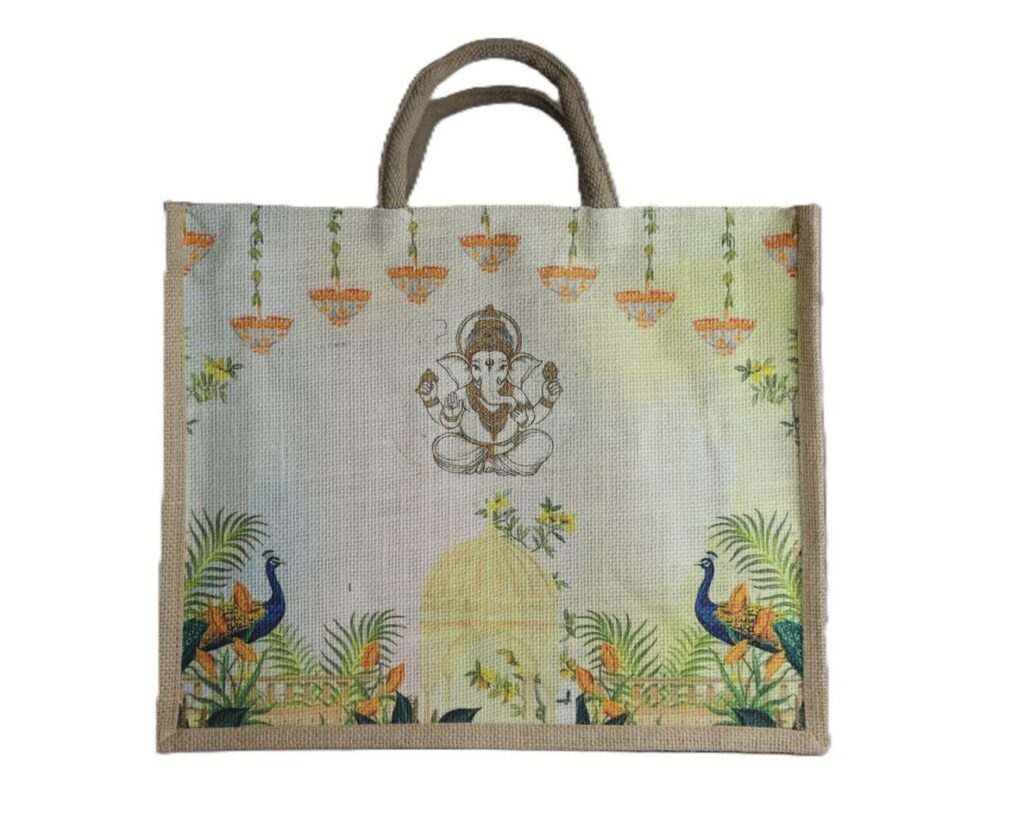 Digital vinayagar printed jute bag