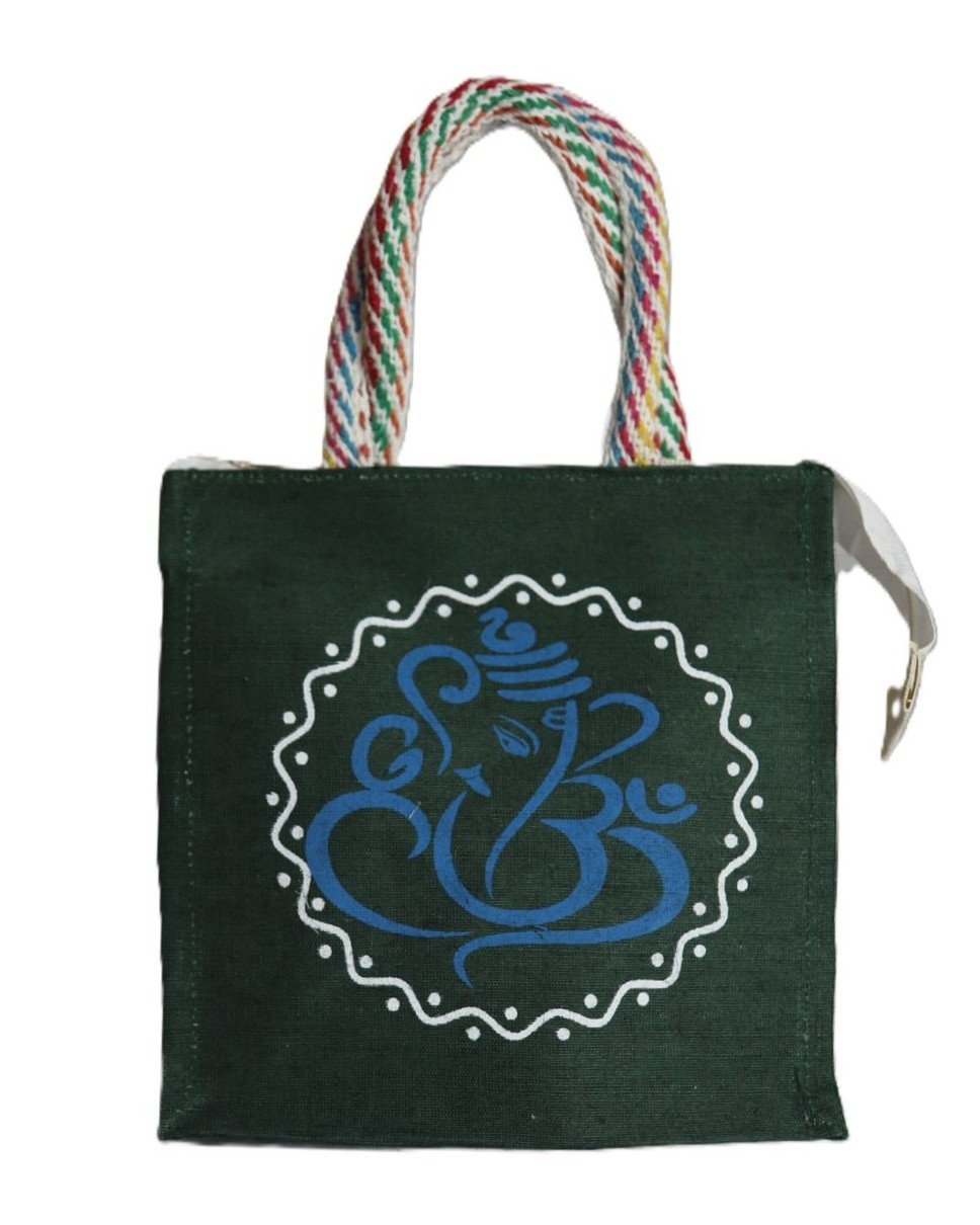 Ganaesha printed color Canvas bag with zipper
