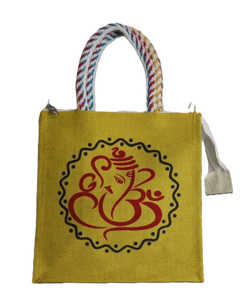 EcoDivine Canvas Ganesha Zipper Tote with Spiritual Art - Image 2