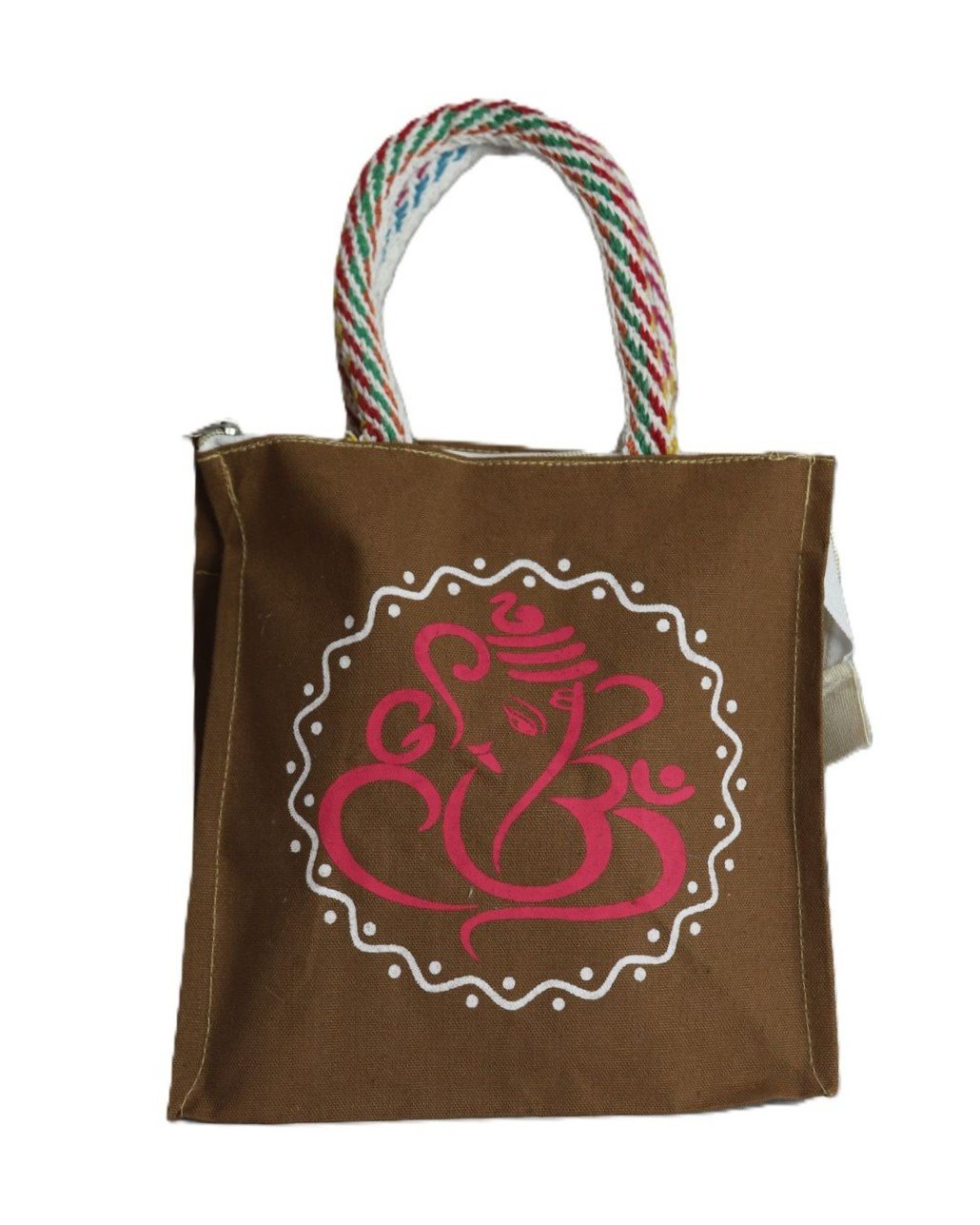 EcoDivine Canvas Ganesha Zipper Tote with Spiritual Art - Image 3
