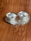 German silver kumkum cups with plate
