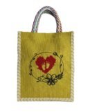 Heart & foot printed color canvas bag