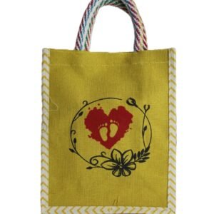Heart & foot printed color canvas bag