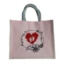 Heart & foot print color canvas bag
