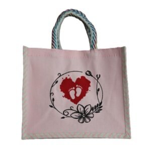 Heart & foot print color canvas bag