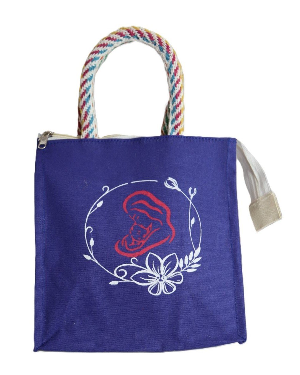 Mom & Child printed color Canvas Zipper Tote - Image 5