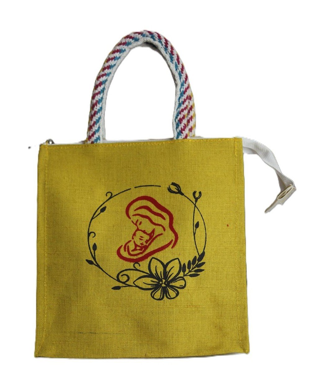 Mom & Child printed color Canvas Zipper Tote - Image 2