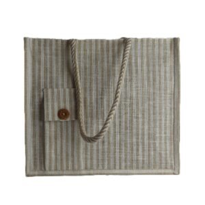 Large natural jute bag woth front pouch