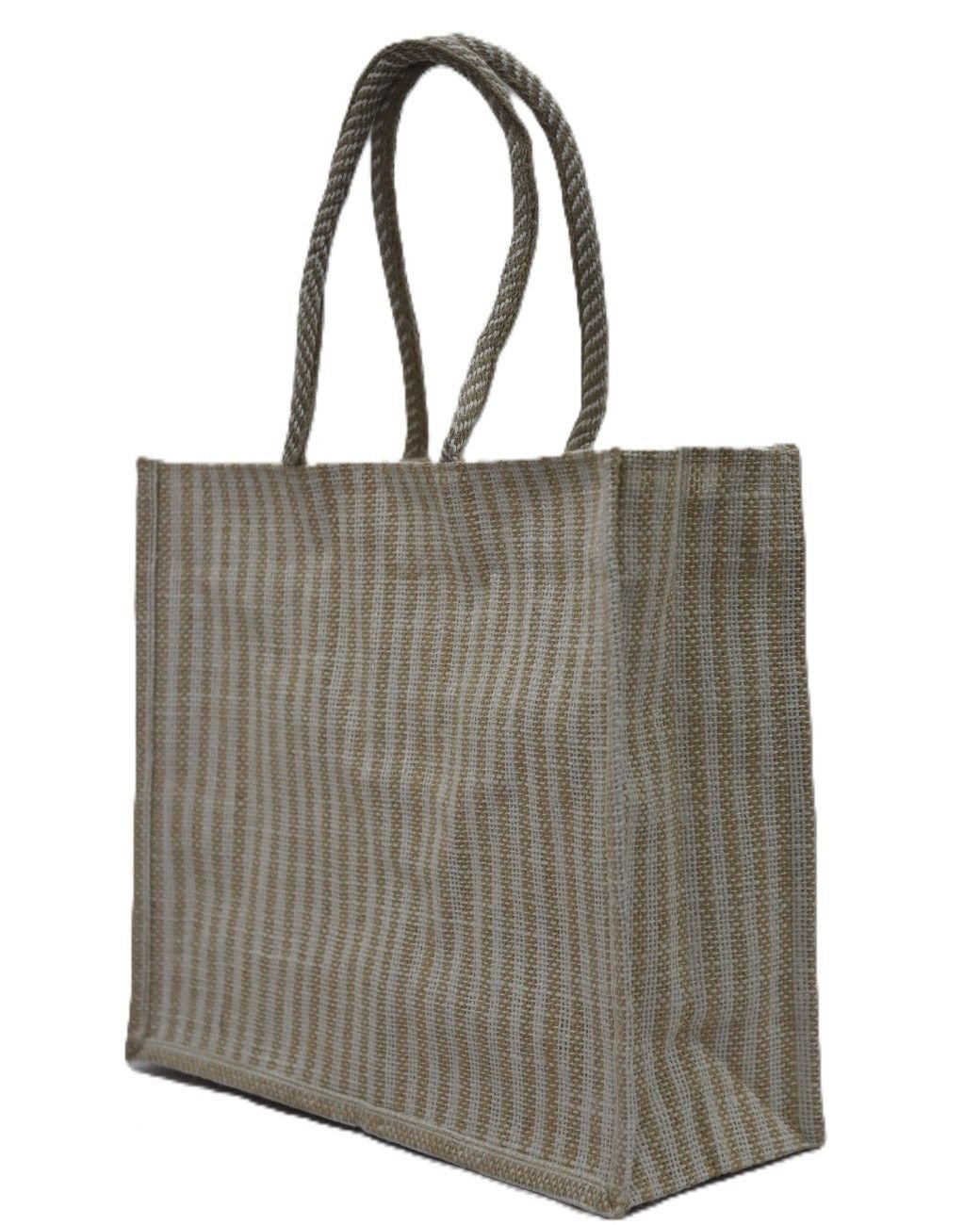 Classic Natural Jute Tote Bag with Front Pocket 15L x 14H - Image 3