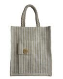 Natural jute bag with pouch and zipper closure