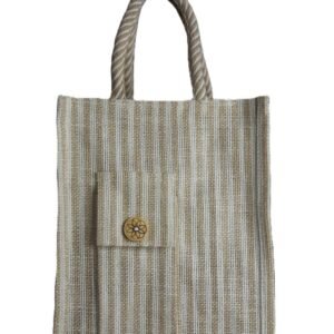 Natural jute bag with pouch and zipper closure