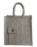 Medium size natural jute bag with front pocket
